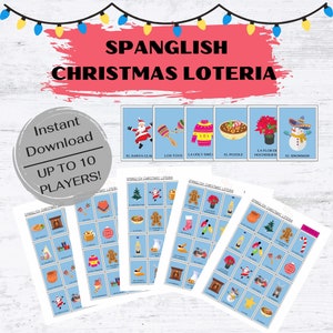 Spanglish Christmas Loteria, Christmas Loteria, Loteria Navideña, Spanglish, Family games,  Loteria, Printable Loteria, Digital, Printable