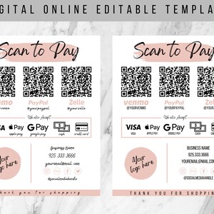 Scan to Pay Template, Printable and Editable Scan to Pay, Payment Sign ...