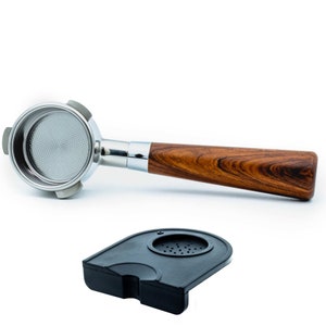 Evergreen Coffee 54mm Bottomless Naked Portafilter Wood Handle With Free Tamp Mat 304 Stainless Steel For Breville Barista Express Pro touch