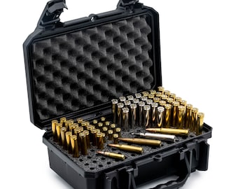 Evergreen 100 round bullet locking storage case - travel safe/ mil spec / waterproof / usa made - for .22 lr.380 acp 9mm.40 s&w .45 acp ammo