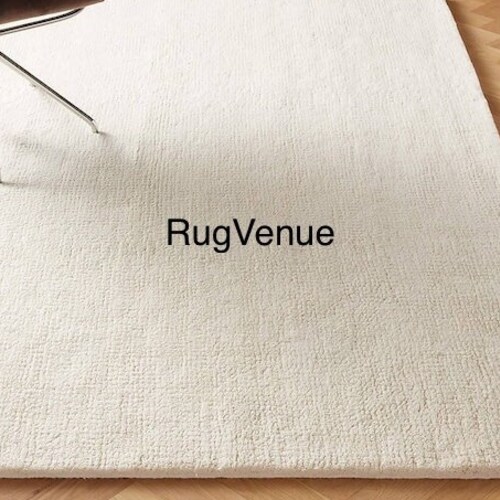 Hand Tufted Solid Ivory Country Oriental Wool Rug Hand Tufted Etsy