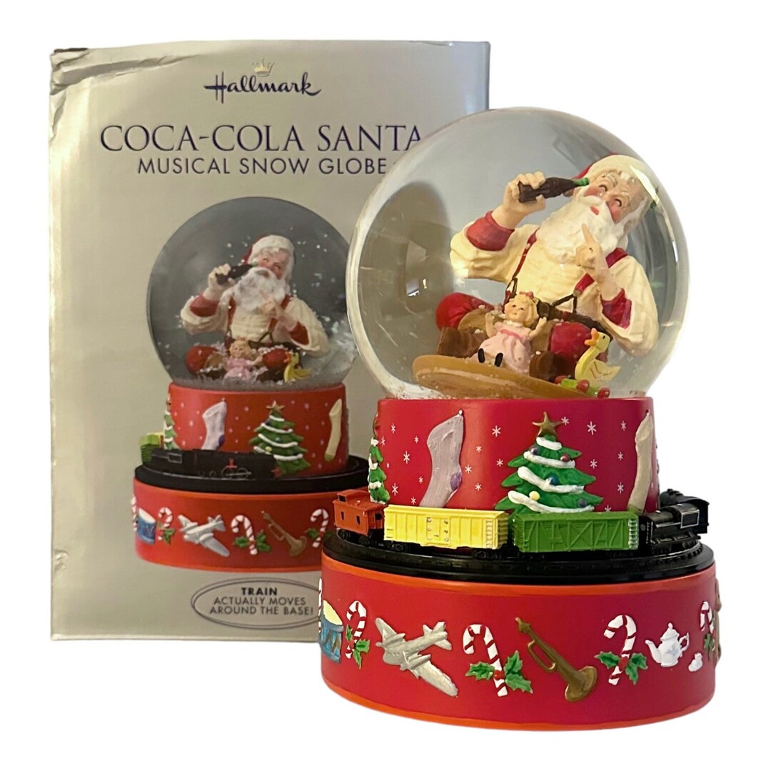 Vintage NIB Coca Cola Santa Musical Snow Globe With Moving Train - Etsy