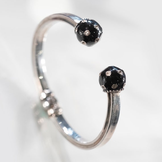 Fabulous Modern Open Cuff Clamp Ball Black Enamel by EMA 6.5