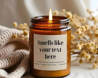 Candela profumata personalizzata, barattolo ambrato, regalo, candela ecologica al 100% in soia