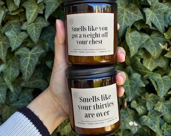 Candela profumata personalizzata, barattolo ambrato, regalo, candela ecologica al 100% in soia