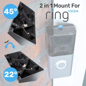 Ring 45 & 22 degree Mount – 2 in 1 Angle Bracket for Ring Video Doorbell 1,2,3,4 – Screws Included – Smart Home Accessory