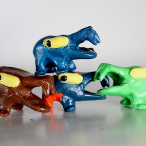 Fanged Wagords, Handmade Polymer Clay Creature Figurine Collectible
