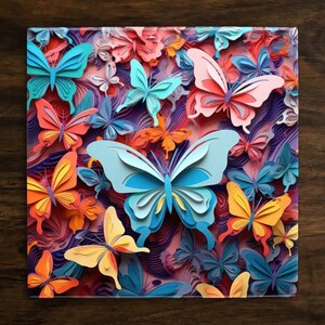 Beautiful Butterfly Art, on a Glossy Ceramic Decorative Tile, Free Shipping to USA