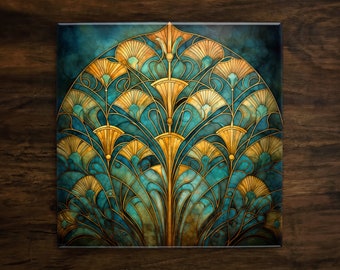 Art Nouveau | Art Deco | Ornate 1920s Style Design (#138), on a Glossy Ceramic Decorative Tile, Free Shipping to USA