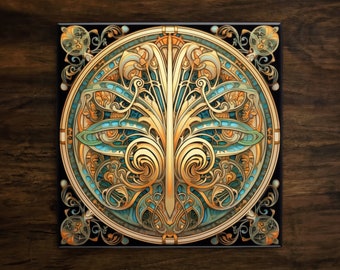 Art Nouveau Decorative Tile | Glossy Ceramic Art Deco Design