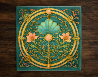 Art Nouveau Ceramic Tile: 1920s Style Decorative Accent