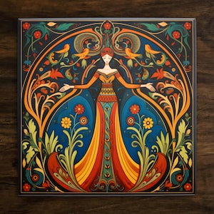 Art Nouveau | Art Deco | Ornate 1920s Style Design (#77), on a Glossy Ceramic Decorative Tile, Free Shipping to USA