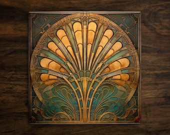 Art Nouveau | Art Deco | Ornate 1920s Style Design (#103), on a Glossy Ceramic Decorative Tile, Free Shipping to USA