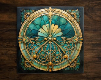Art Nouveau | Art Deco | Ornate 1920s Style Design (#116), on a Glossy Ceramic Decorative Tile, Free Shipping to USA