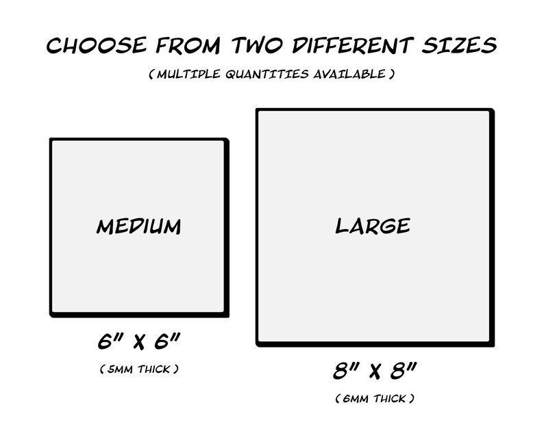 May include: Choose from two sizes of canvas prints: 6 inches by 6 inches or 8 inches by 8 inches. The medium size is 5mm thick and the large size is 6mm thick.