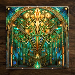 Art Nouveau | Art Deco | Ornate 1920s Style Design (#16), on a Glossy Ceramic Decorative Tile, Free Shipping to USA