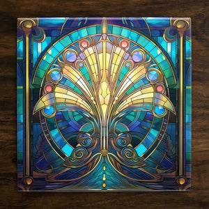 Art Nouveau | Art Deco | Ornate 1920s Style Design (#15), on a Glossy Ceramic Decorative Tile, Free Shipping to USA