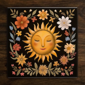 Spring's Warm Embrace, Art on a Glossy Ceramic Decorative Tile, Free Shipping to USA