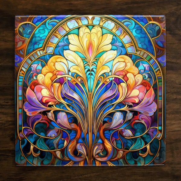 Art Nouveau | Art Deco | Ornate 1920s Style Design (#34), on a Glossy Ceramic Decorative Tile, Free Shipping to USA