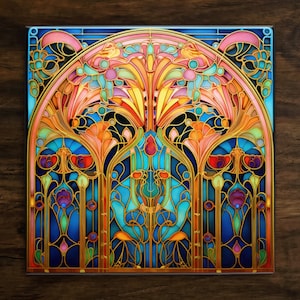 Art Nouveau | Art Deco | Ornate 1920s Style Design (#31), on a Glossy Ceramic Decorative Tile, Free Shipping to USA