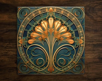 Ginkgo Tile, Arts and Crafts Style, Craftsman Decor, Mission Style 