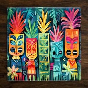 Tiki Art Ceramic Tile: Tropical Decor, Island Style