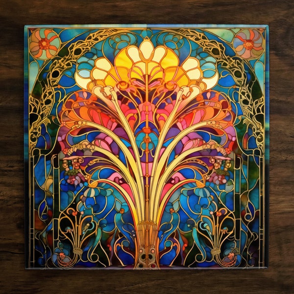 Art Nouveau | Art Deco | Ornate 1920s Style Design (#37), on a Glossy Ceramic Decorative Tile, Free Shipping to USA