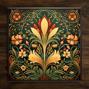 Art Nouveau | Art Deco | Ornate 1920s Style Design (#111), on a Glossy Ceramic Decorative Tile, Free Shipping to USA