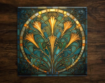 Art Nouveau | Art Deco | Ornate 1920s Style Design (#140), on a Glossy Ceramic Decorative Tile, Free Shipping to USA