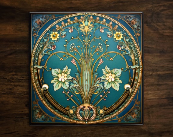 アール・ヌーヴォー　タイル　額装 Art Nouveau | Art Deco | Ornate 1920s Style Design (#73), on