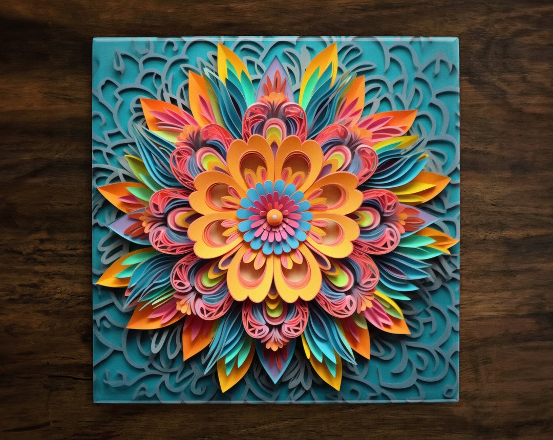 Floral Ceramic Tile: Glossy Decorative Art, Plant Lover Gift - Etsy
