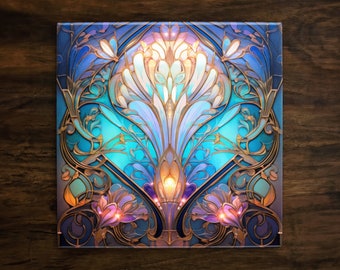 Art Nouveau | Art Deco | Ornate 1920s Style Design (#12), on a Glossy Ceramic Decorative Tile, Free Shipping to USA