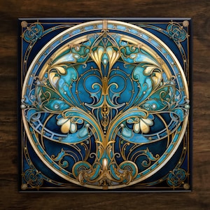 Art Nouveau Decorative Tile: Ornate 1920s Style Ceramic