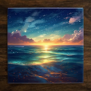 Dreamy Ocean Ceramic Tile Art: Coastal Home Decor