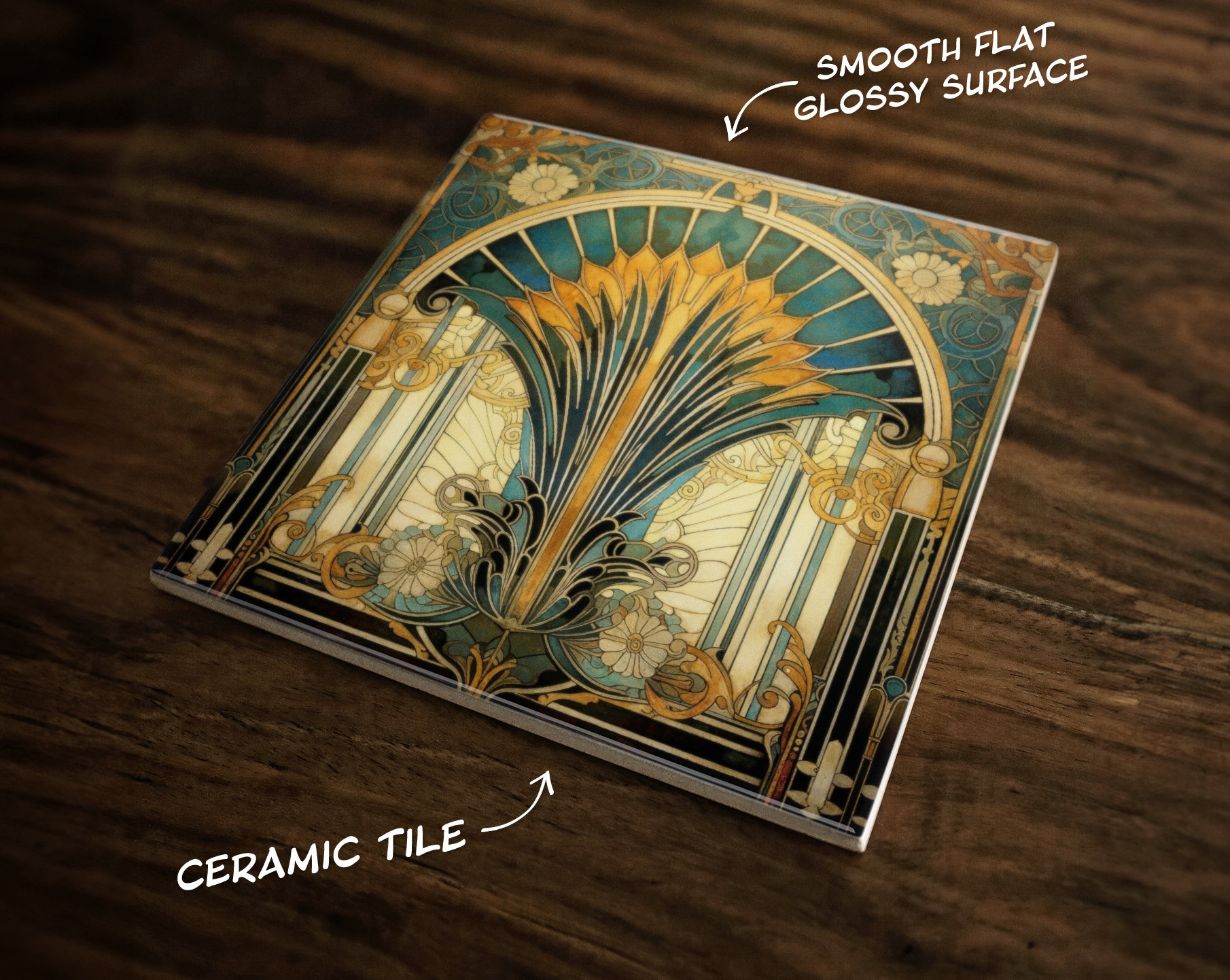 Art Nouveau Ceramic Tile: Ornate Art Deco Design - Etsy