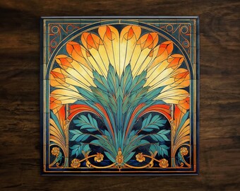 Art Nouveau Ceramic Tile | 1920s Style Decorative Accent