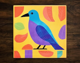 Tropical Bird Art, on a Glossy Ceramic Decorative Tile, Free Shipping to USA