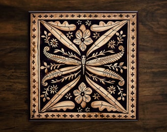 Dragonfly Ceramic Tile Art: Nature Home Decor