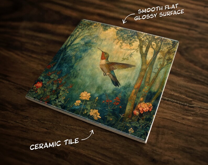 Hummingbird Tile Inlay Hummingbird Art Tile: Glossy Ceramic Decorative Tile - Etsy