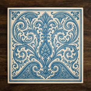 Delft Blue Tile: Glossy Ceramic Dutch Style Art, California Made