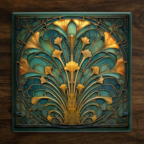 Art Nouveau Ceramic Tile: 1920s Style Decorative Accent