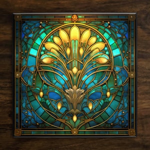 Art Nouveau Ceramic Tile: Ornate Art Deco Style