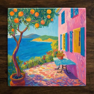 Seaside Serenity Ceramic Tile Art: Coastal Home Decor