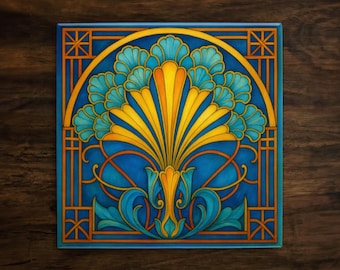 Art Nouveau Ceramic Tile: 1920s Style Decorative Tile