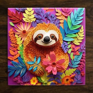 Cute Happy Sloth Art, on a Glossy Ceramic Decorative Tile, Free Shipping to USA