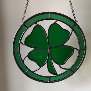 Stained glass four leaf clover - shamrock sun catcher