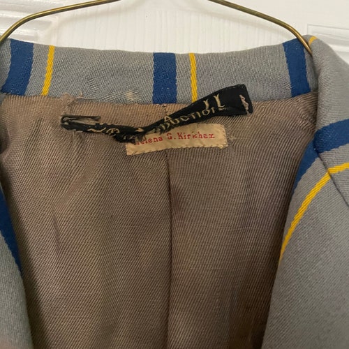 Original 1960's Medezall British School Blazer - Men's Small - shops Grey w/yellow & blue stripes