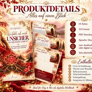 Rotchakra-arbetsbok i PDF-format | Inre trygghet och jordning | 14 sidor A4 | Reflektion, dagboksövningar | Digital självhjälpsarbetsbok