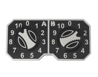 Double point counter or point tracker for tabletop and role-playing games (e.g. for command points) - 2x10 per counter.