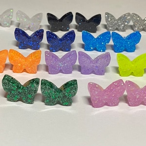 Butterfly Stud Earrings |Customizable Resin glitter Earring Sets| Non-Metal Earrings| Hypoallergenic Earrings| SEE DESCRIPTION